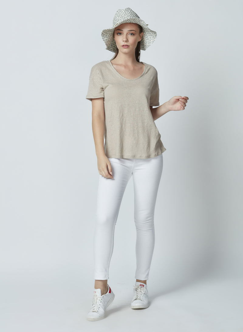 Linen Scoop Neck T-Shirt LET-33-V3