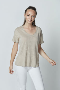 Linen Scoop Neck T-Shirt LET-33-V3