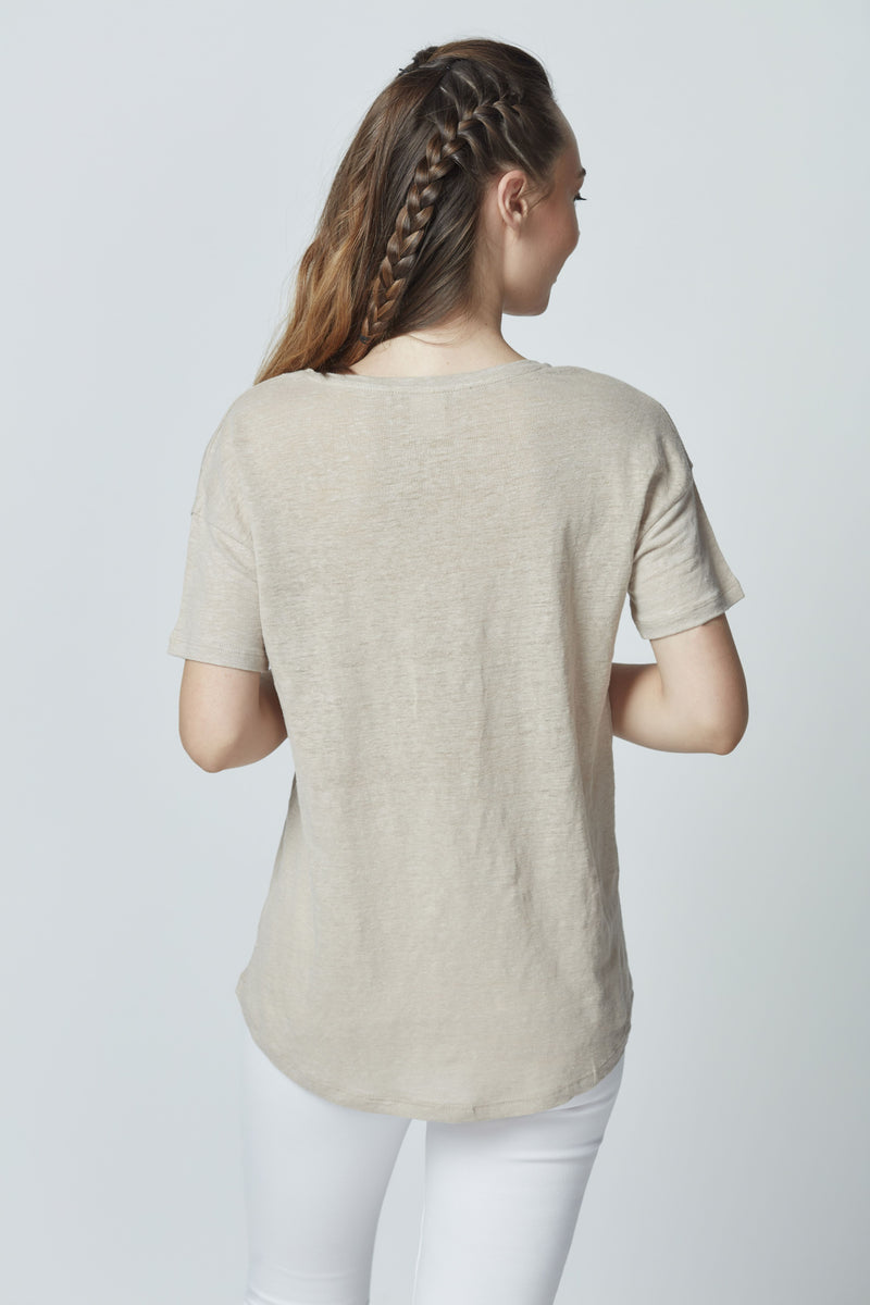 Linen Scoop Neck T-Shirt LET-33-V3