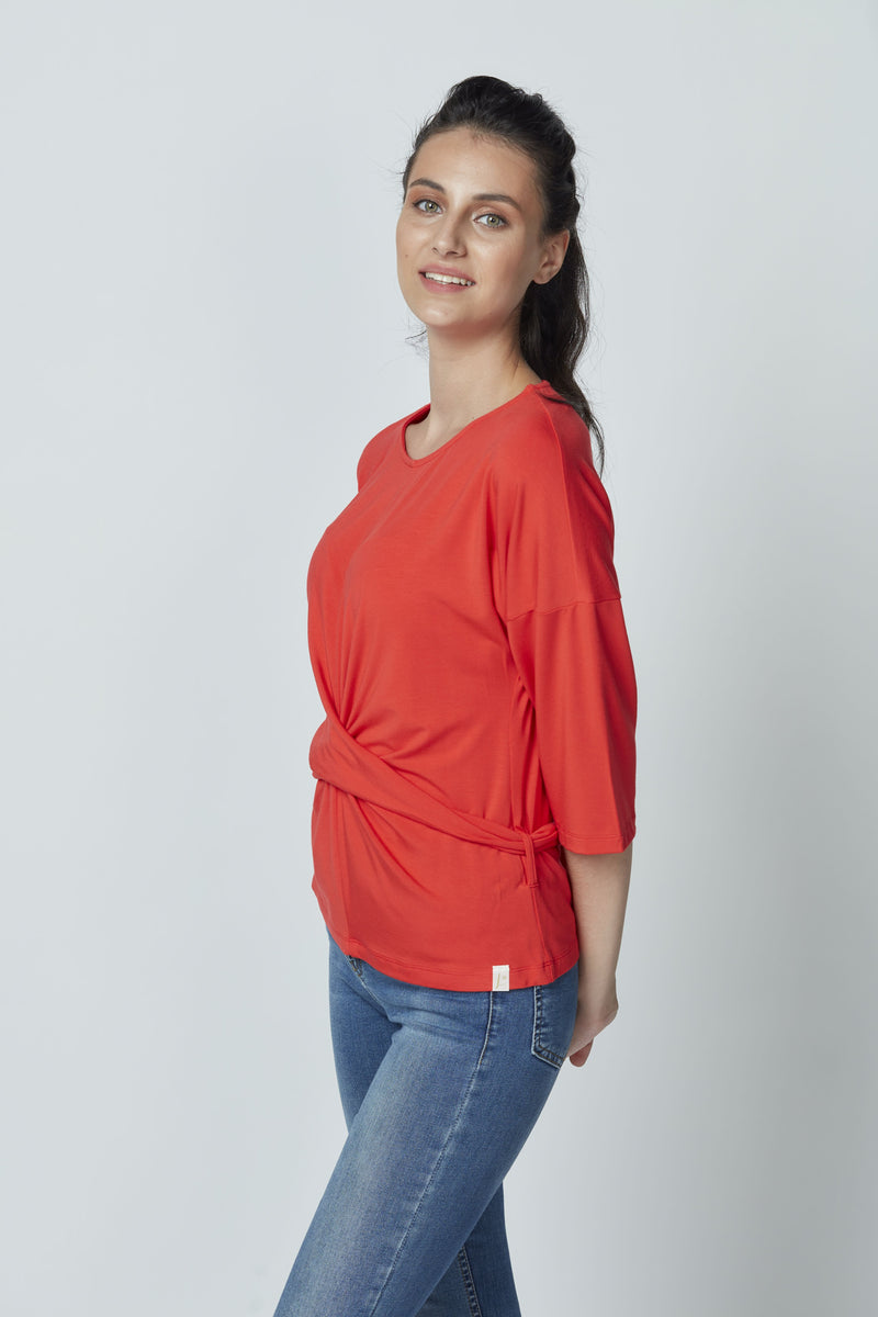Bamboo Tie-on Waist Blouse LET-44