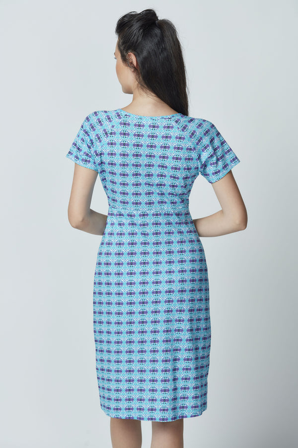 Organic Cotton V-Neck Printed Dress LET-60-V3