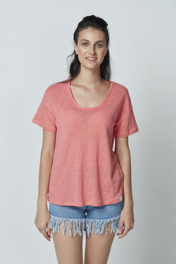 Linen Scoop Neck T-Shirt LET-33-V3