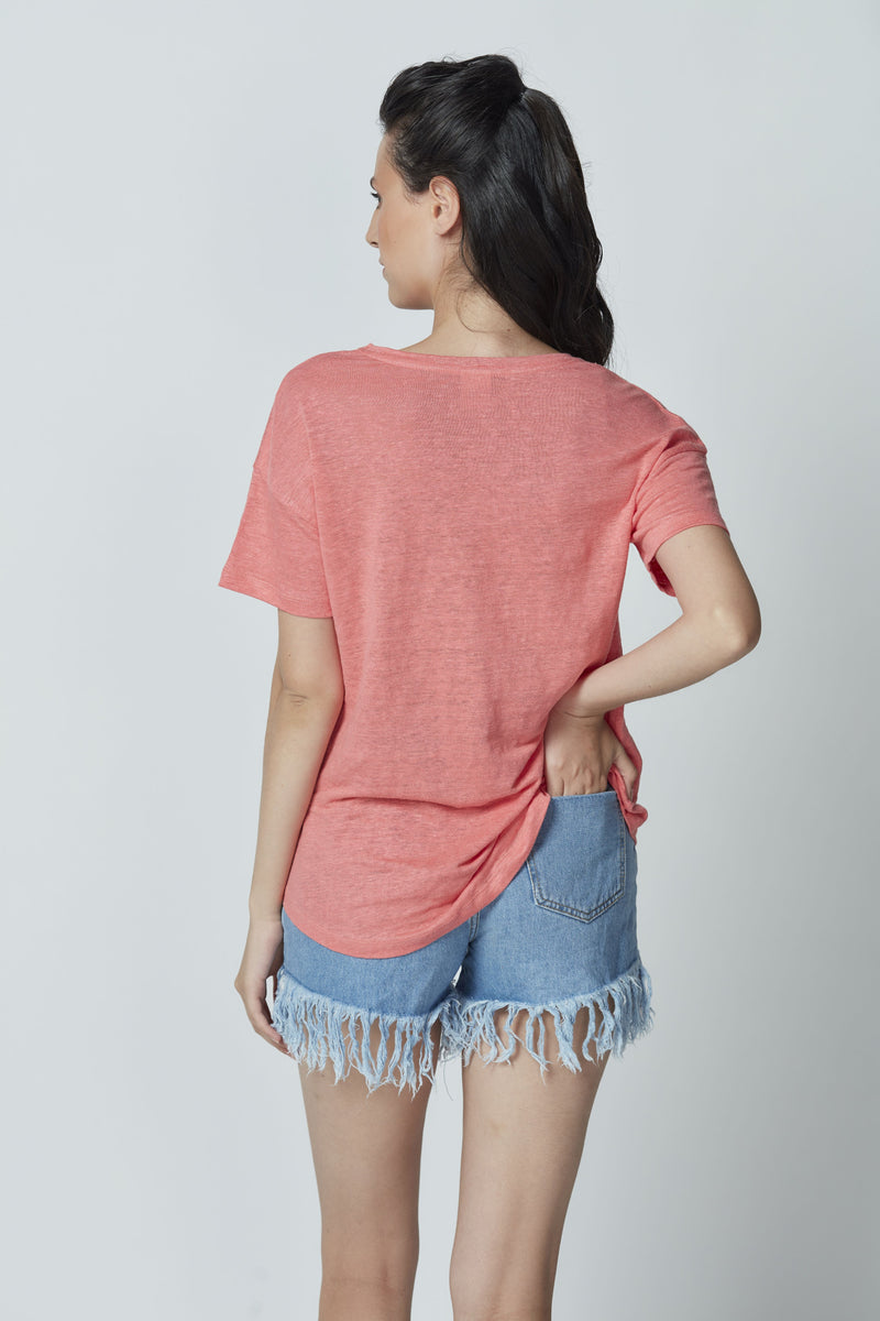 Linen Scoop Neck T-Shirt LET-33-V3