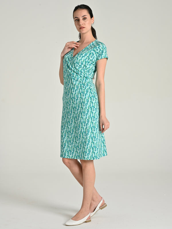 Bamboo Cotton Leaf Printed Medium Height Dress SIA-21