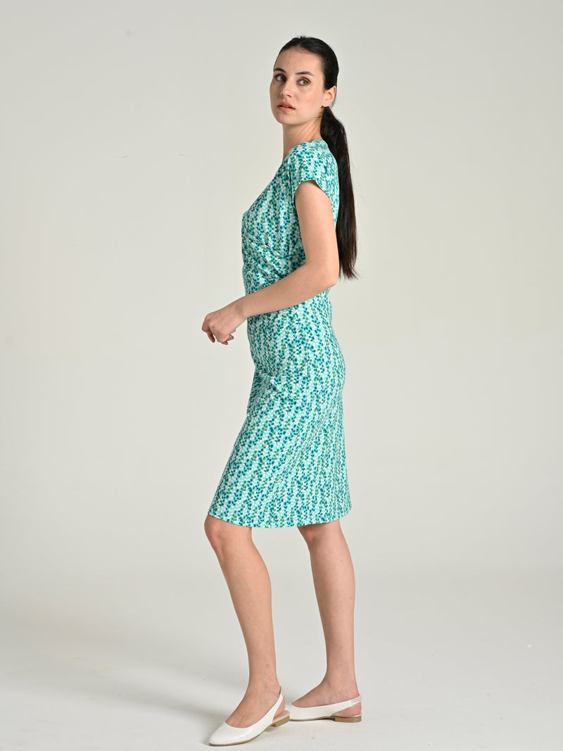 Bamboo Cotton Leaf Printed Medium Height Dress SIA-21