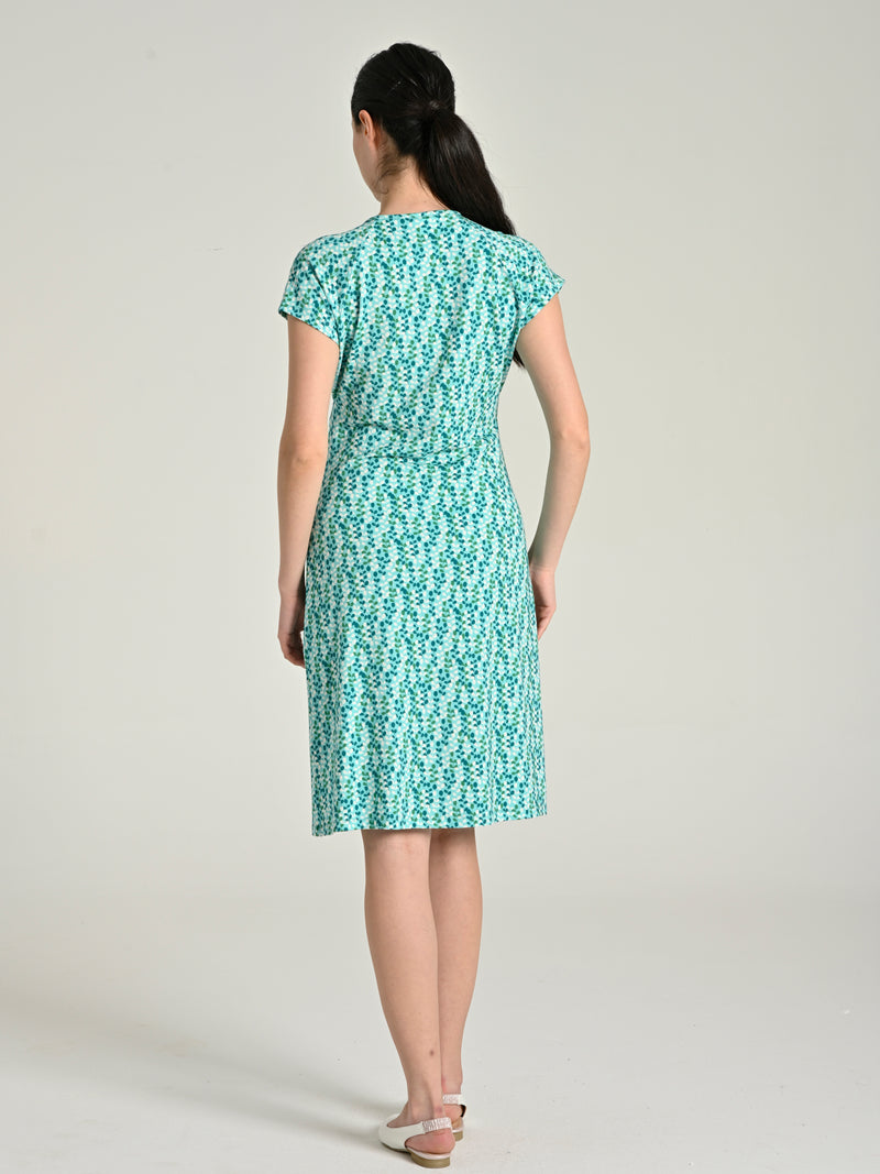 Bamboo Cotton Leaf Printed Medium Height Dress SIA-21