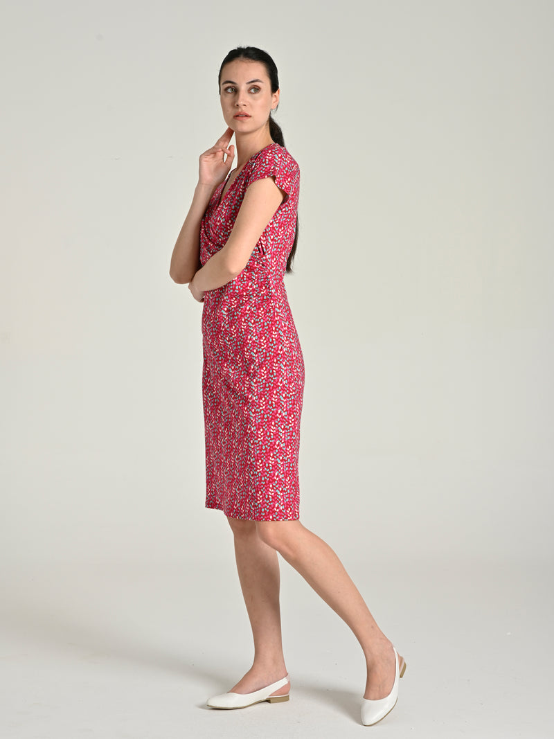 Bamboo Cotton Leaf Printed Medium Height Dress SIA-21