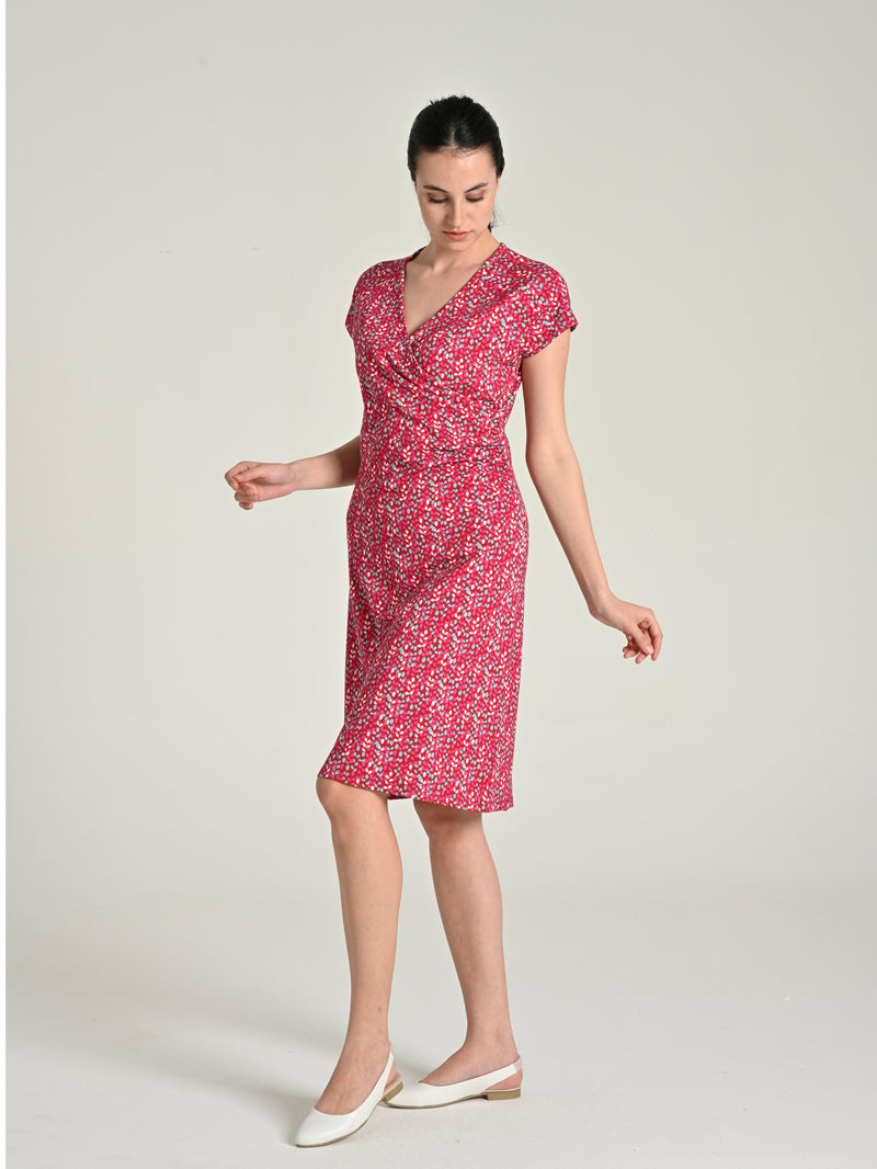 Bamboo Cotton Leaf Printed Medium Height Dress SIA-21