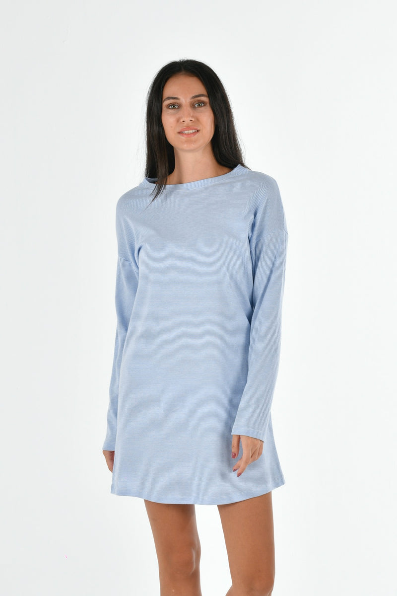 Organic Cotton Striped Long Sleeve Nightgown PJM-6