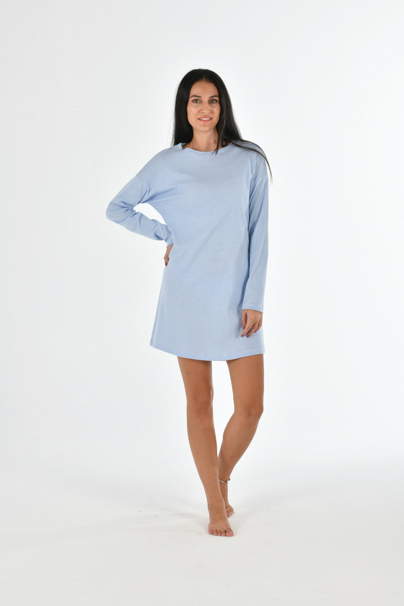 Organic Cotton Striped Long Sleeve Nightgown PJM-6