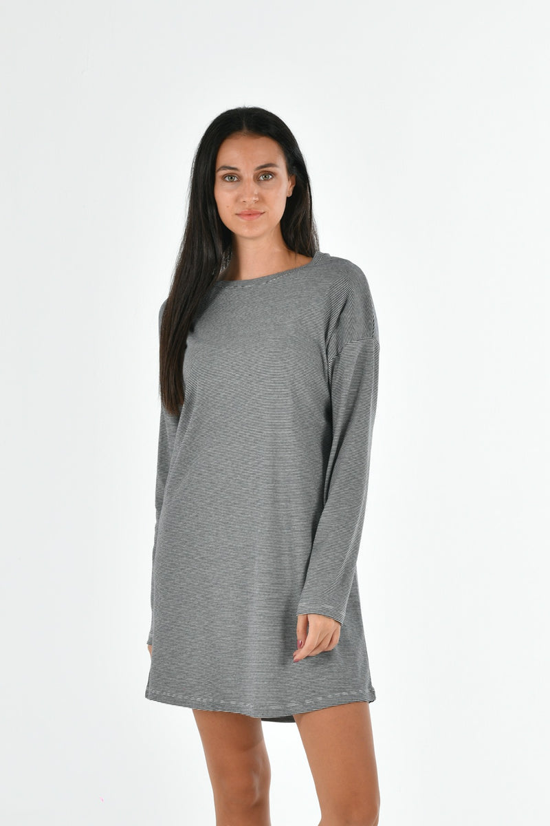 Organic Cotton Striped Long Sleeve Nightgown PJM-6