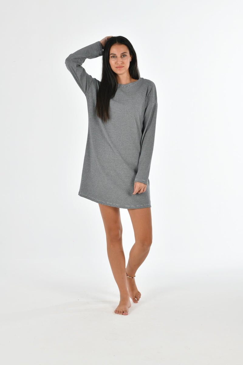 Organic Cotton Striped Long Sleeve Nightgown PJM-6
