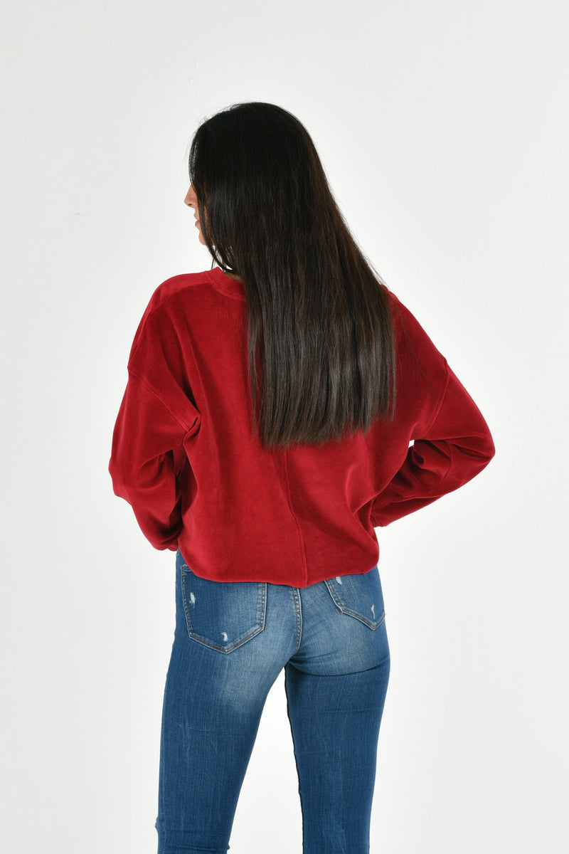Organic Cotton Velvet Crop Sweatshirt LARA-54