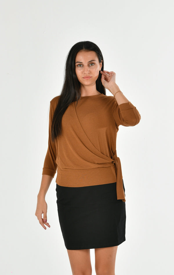 Modal Long Sleeve Tie on Side Blouse PERA-4-V3