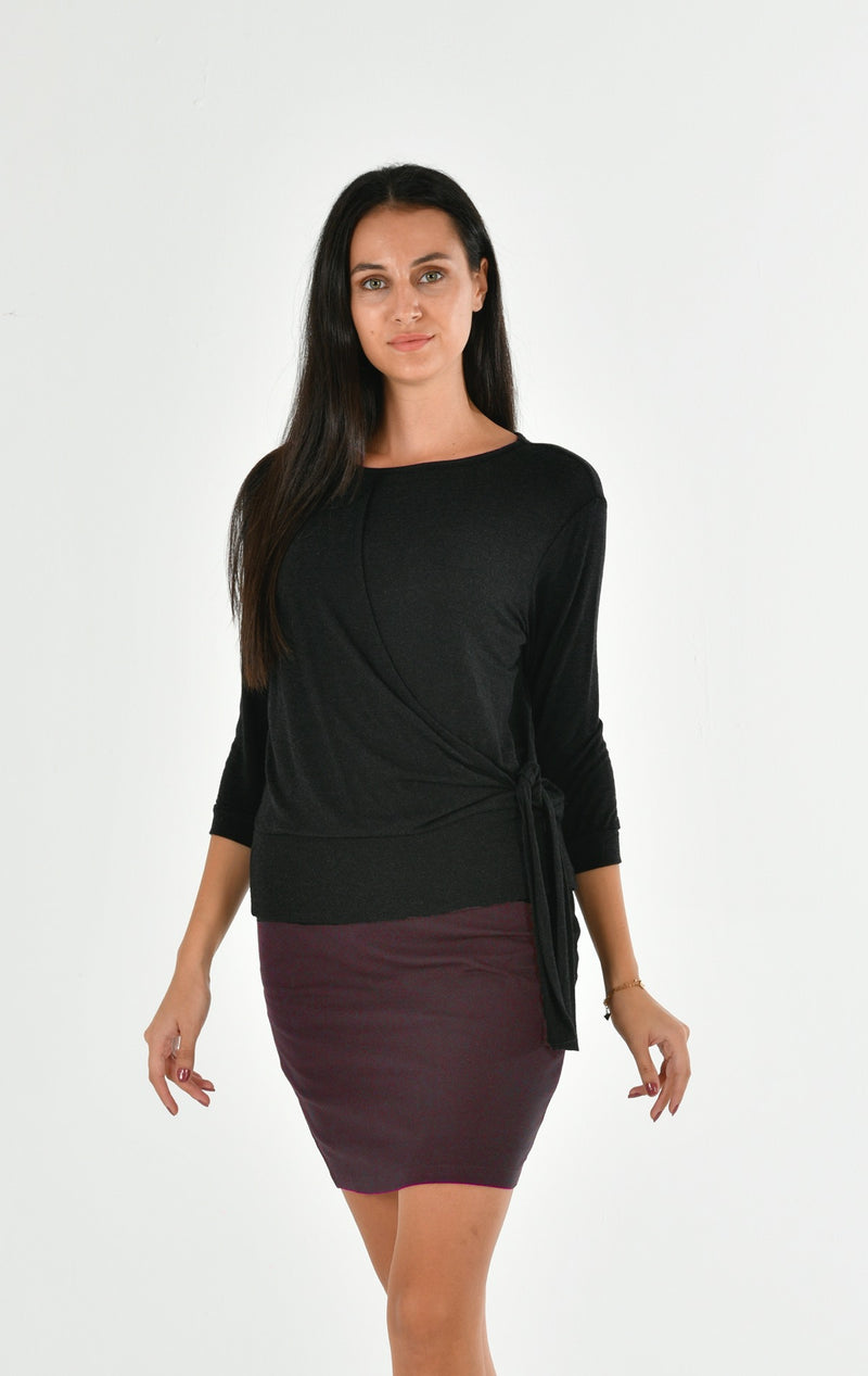 Modal Long Sleeve Tie on Side Blouse PERA-4-V3