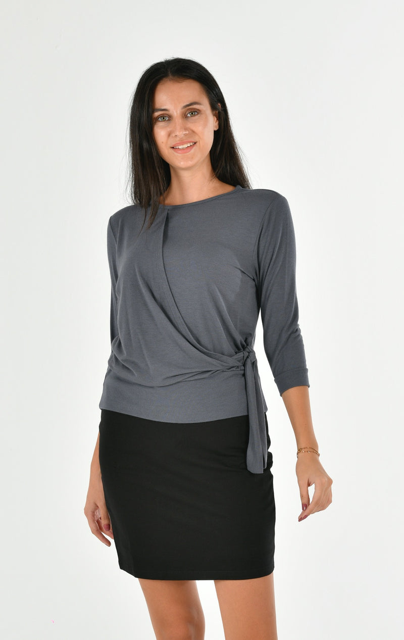 Modal Long Sleeve Tie on Side Blouse PERA-4-V3