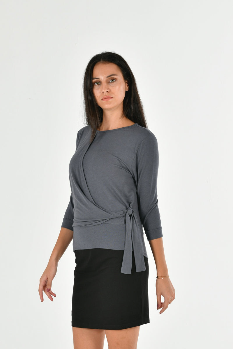 Modal Long Sleeve Tie on Side Blouse PERA-4-V3