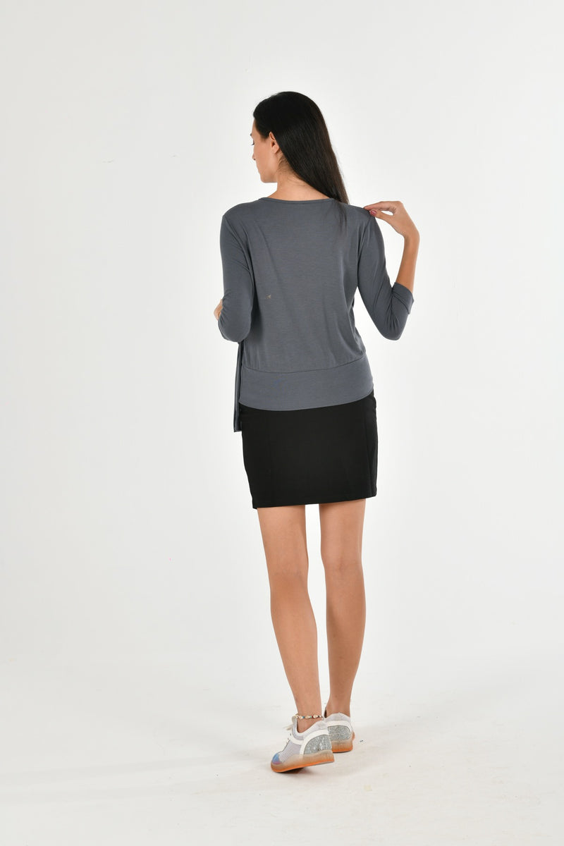 Modal Long Sleeve Tie on Side Blouse PERA-4-V3