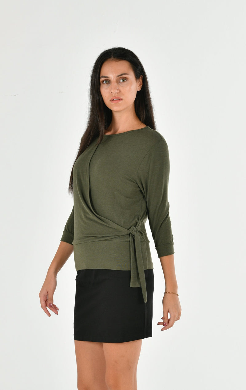 Modal Long Sleeve Tie on Side Blouse PERA-4-V3
